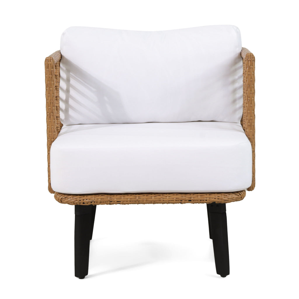 Outdoor Wicker Club Chair With Water Resistant Cushion - Brown