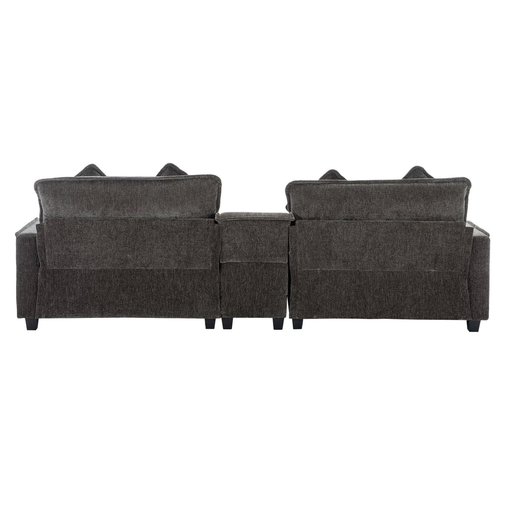 Modern Sectional Sofa With Removable Ottomans, USB Ports
