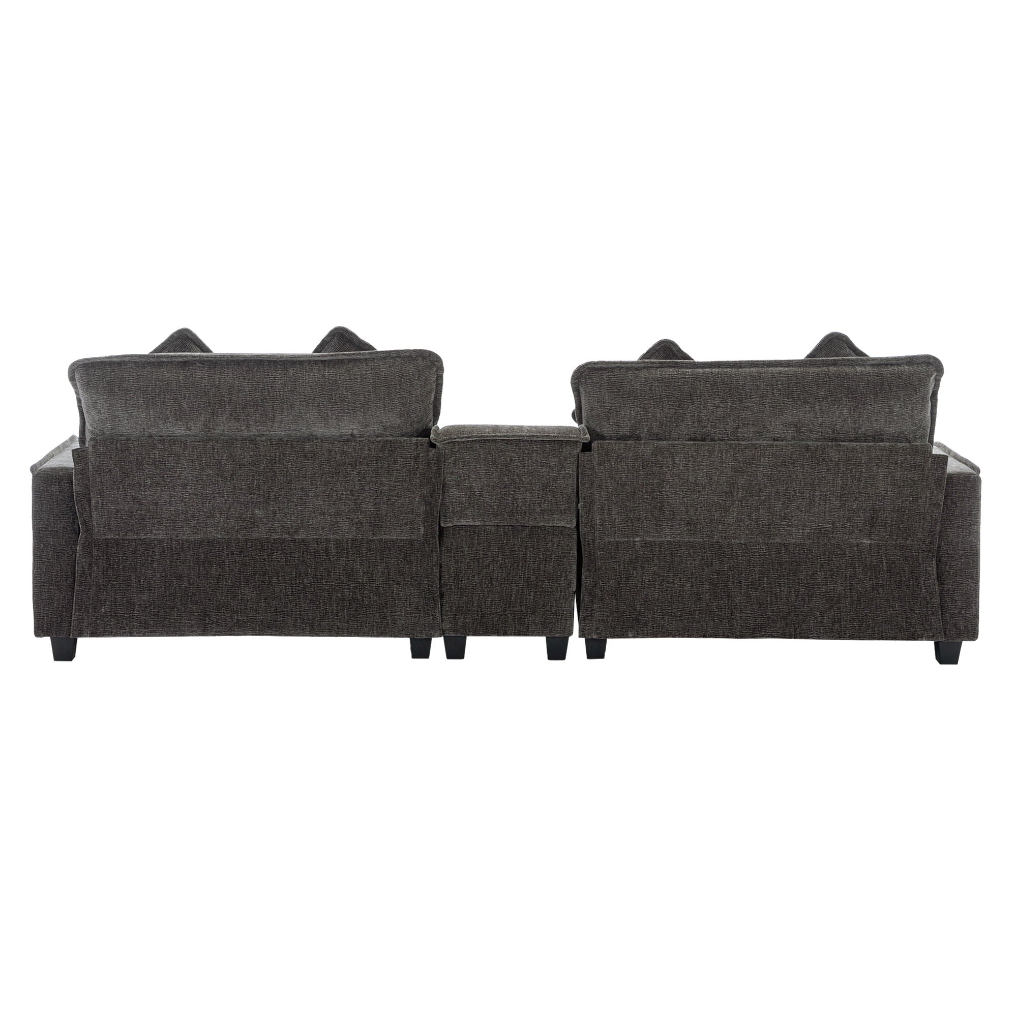 Modern Sectional Sofa With Removable Ottomans, USB Ports