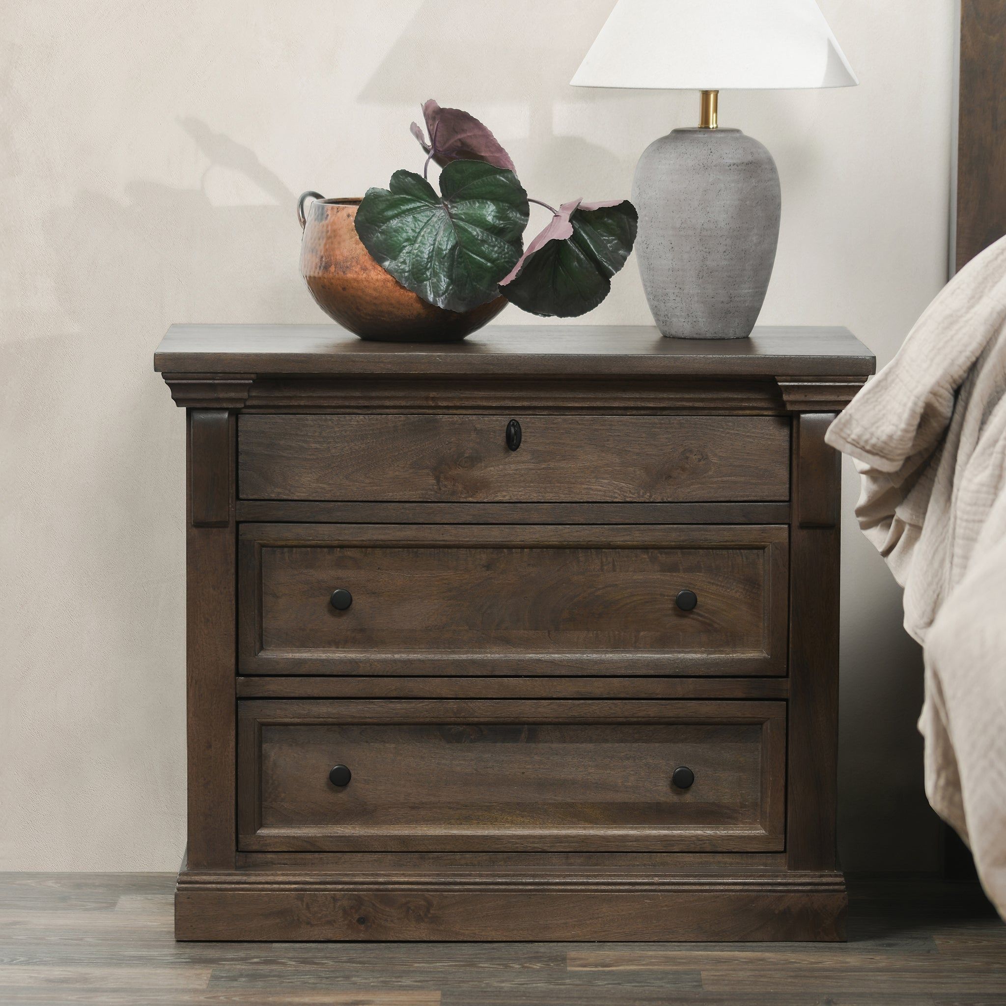 Adelaide - Wood 3 Drawer Nightstand - Cocoa Brown