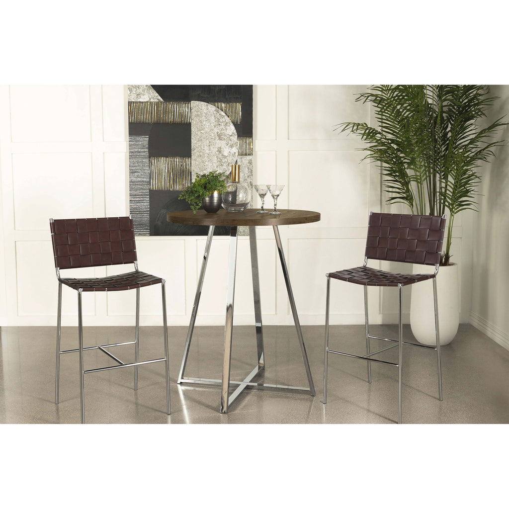 Burkhart - Round Height Bistro Bar Table - Brown Oak