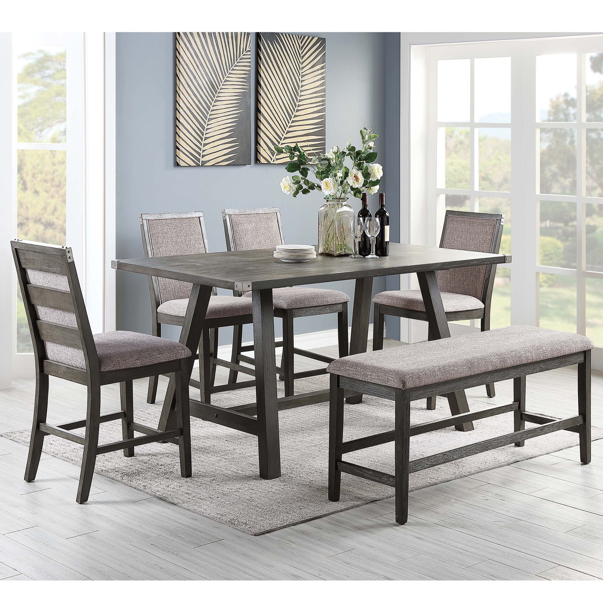Upholstered Dining Chairs Counter Height (Set of 2) - Gray