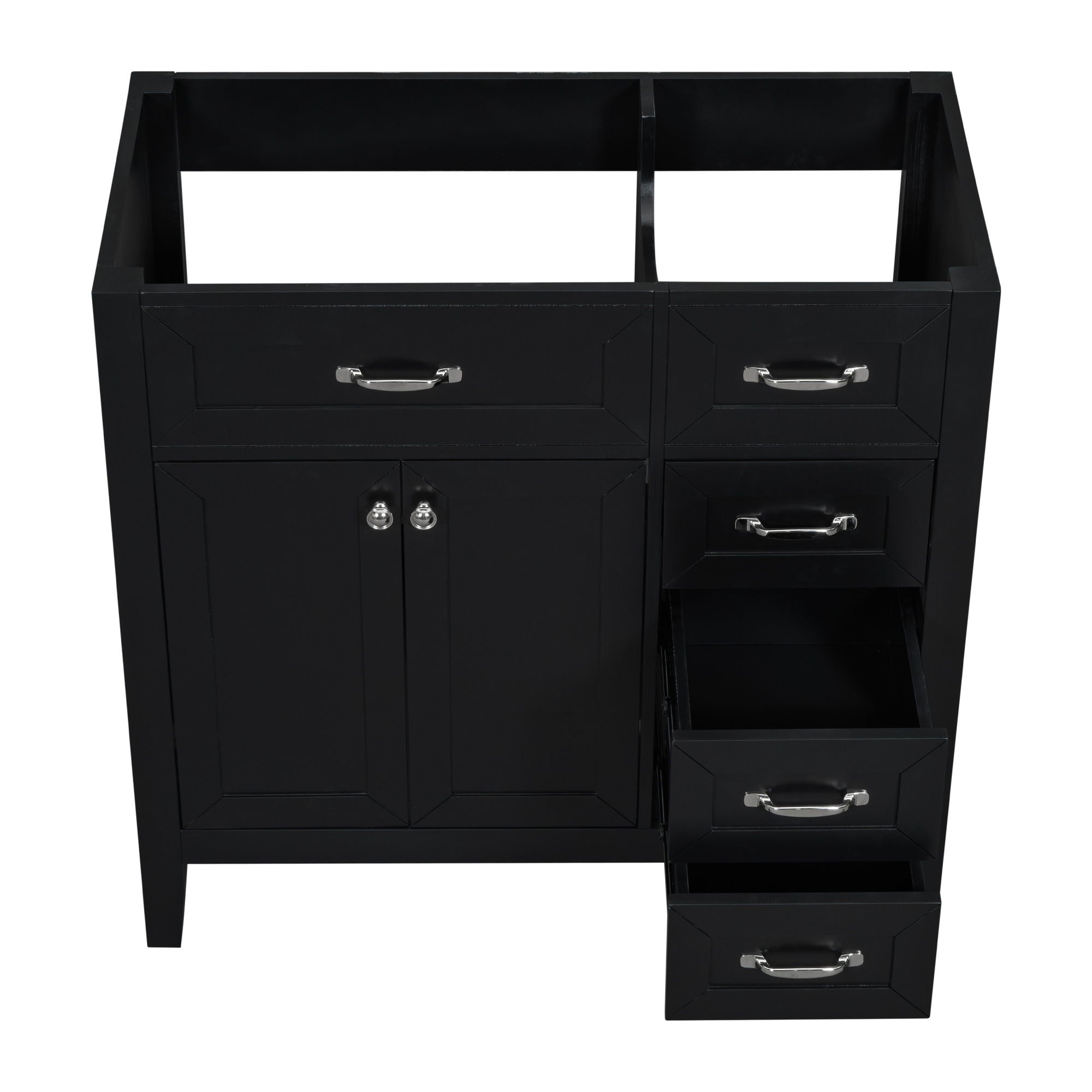 Modern Bathroom Vanity Base Only, 2 Doors And 3 Drawers