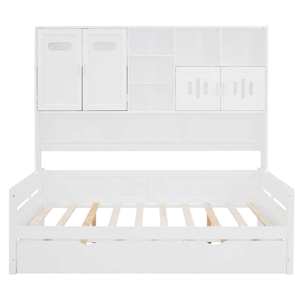 Daybed With All-In-One Cabinet And Shelf