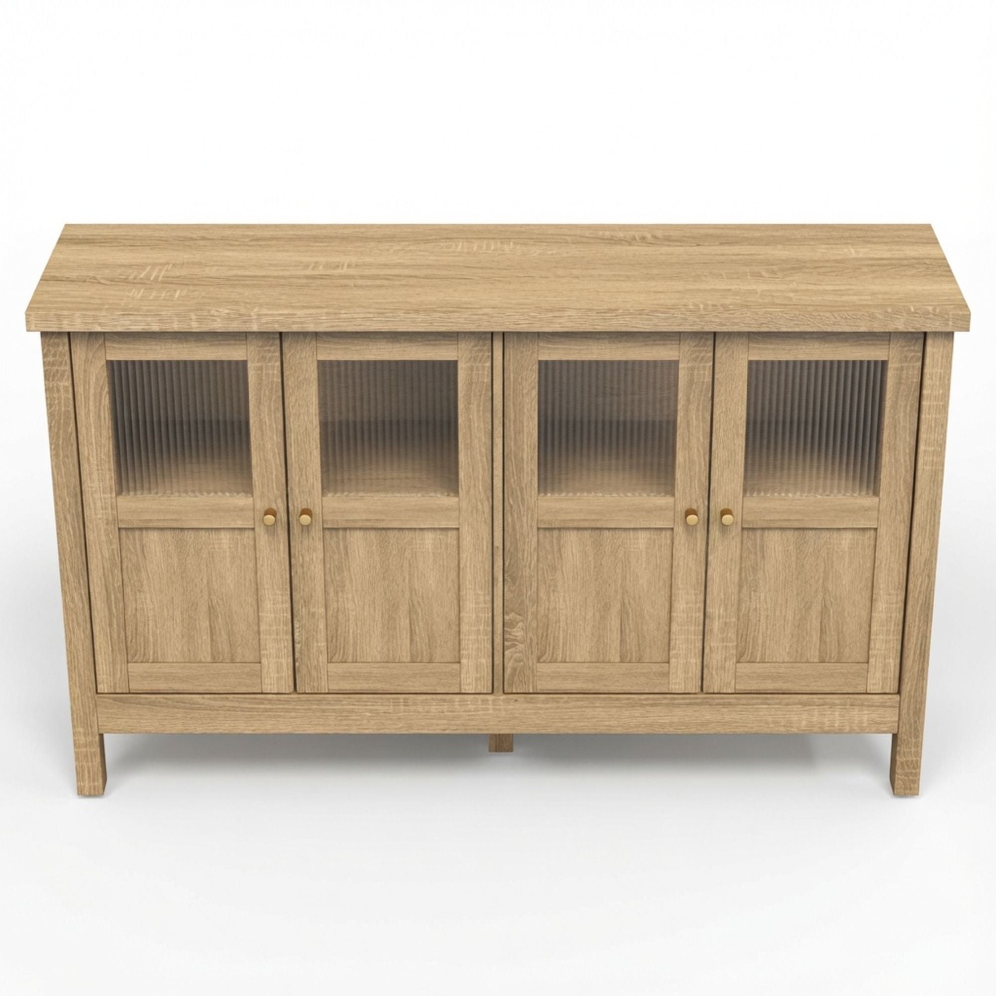 Buffet Cabinet With 4 Doors, Adjustable Shelves Handles - Natural