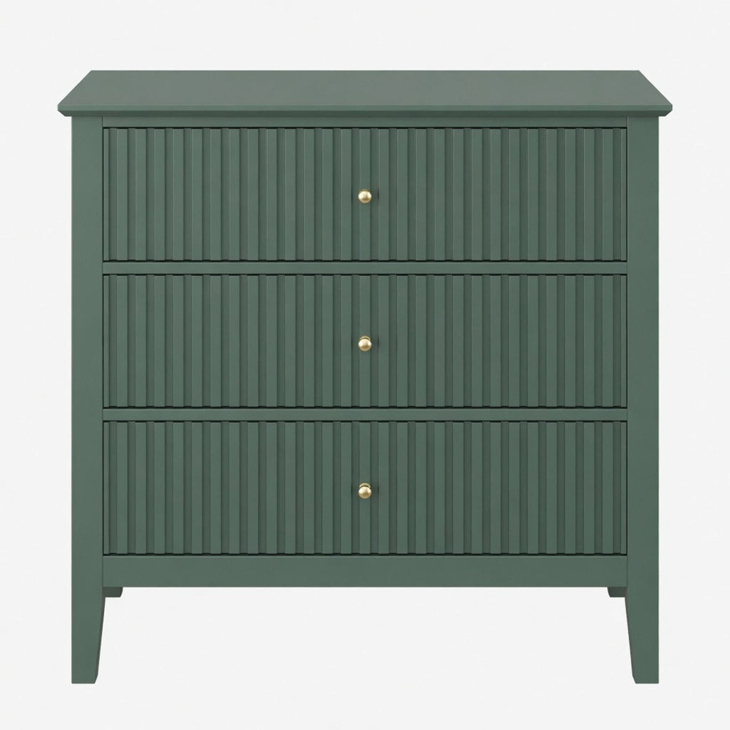 Fluted 3 Drawer Nightstand With Soft Close Slides