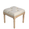 Small Padded Square Ottoman Bench For Living Room - Beige