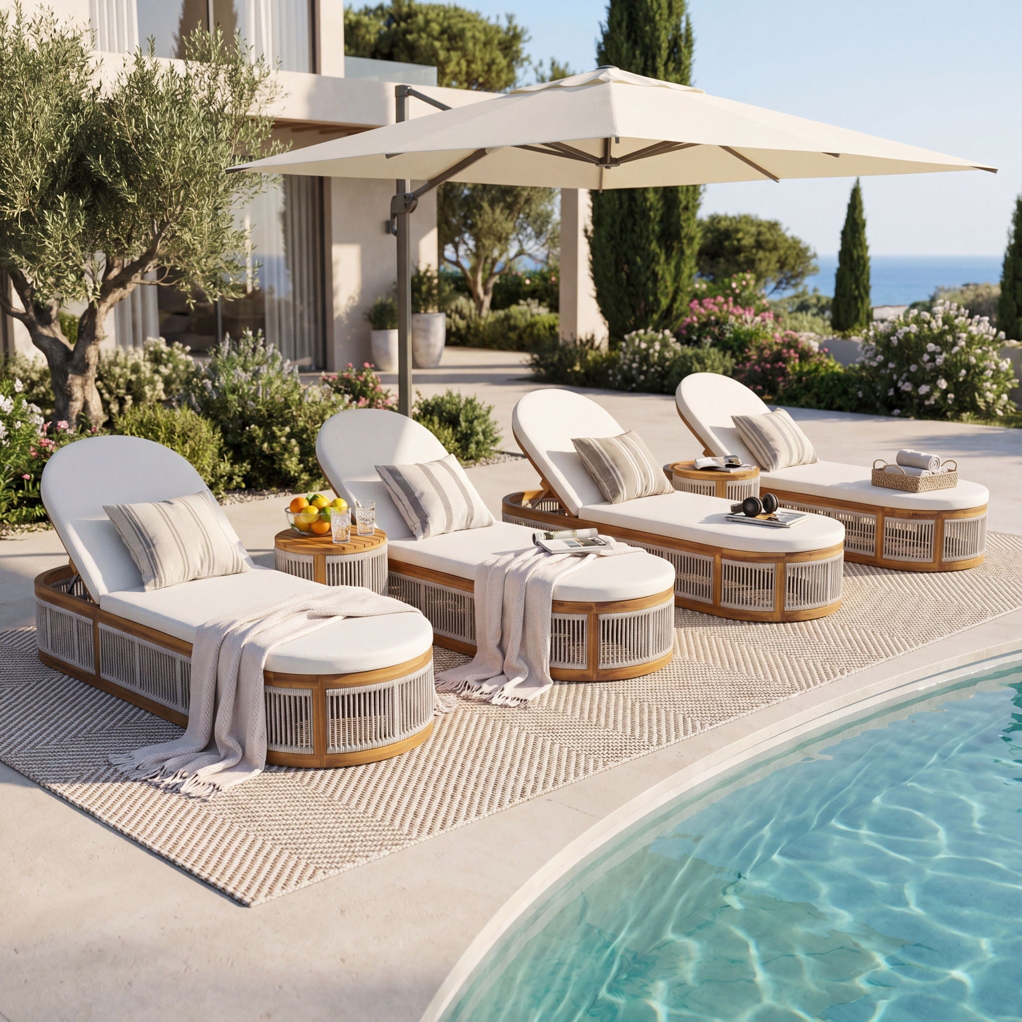 Chaise Lounge Set With 3 Position Adjustable