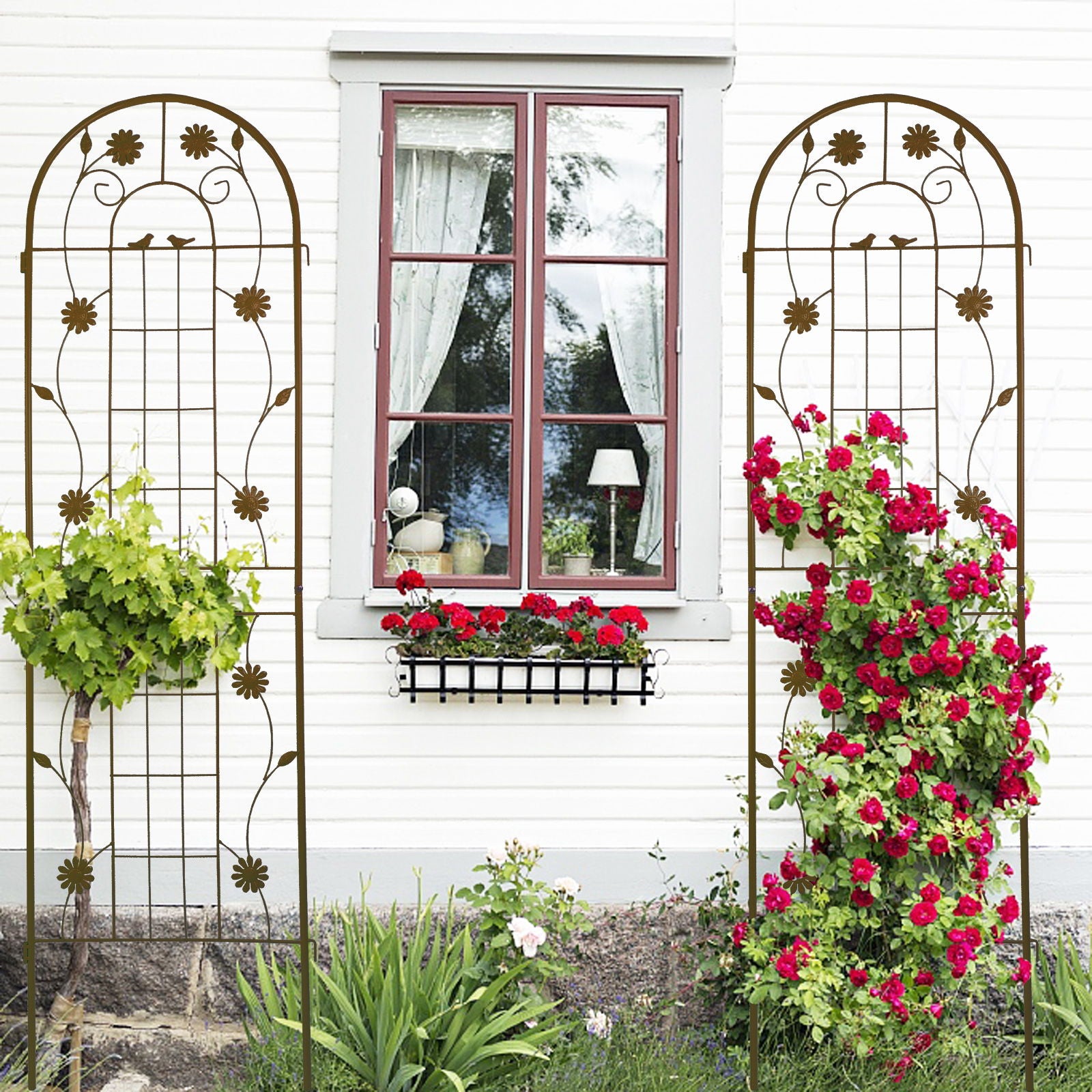 Metal Garden Trellis Rustproof Trellis For Climbing Plant Outdoor Flower Support