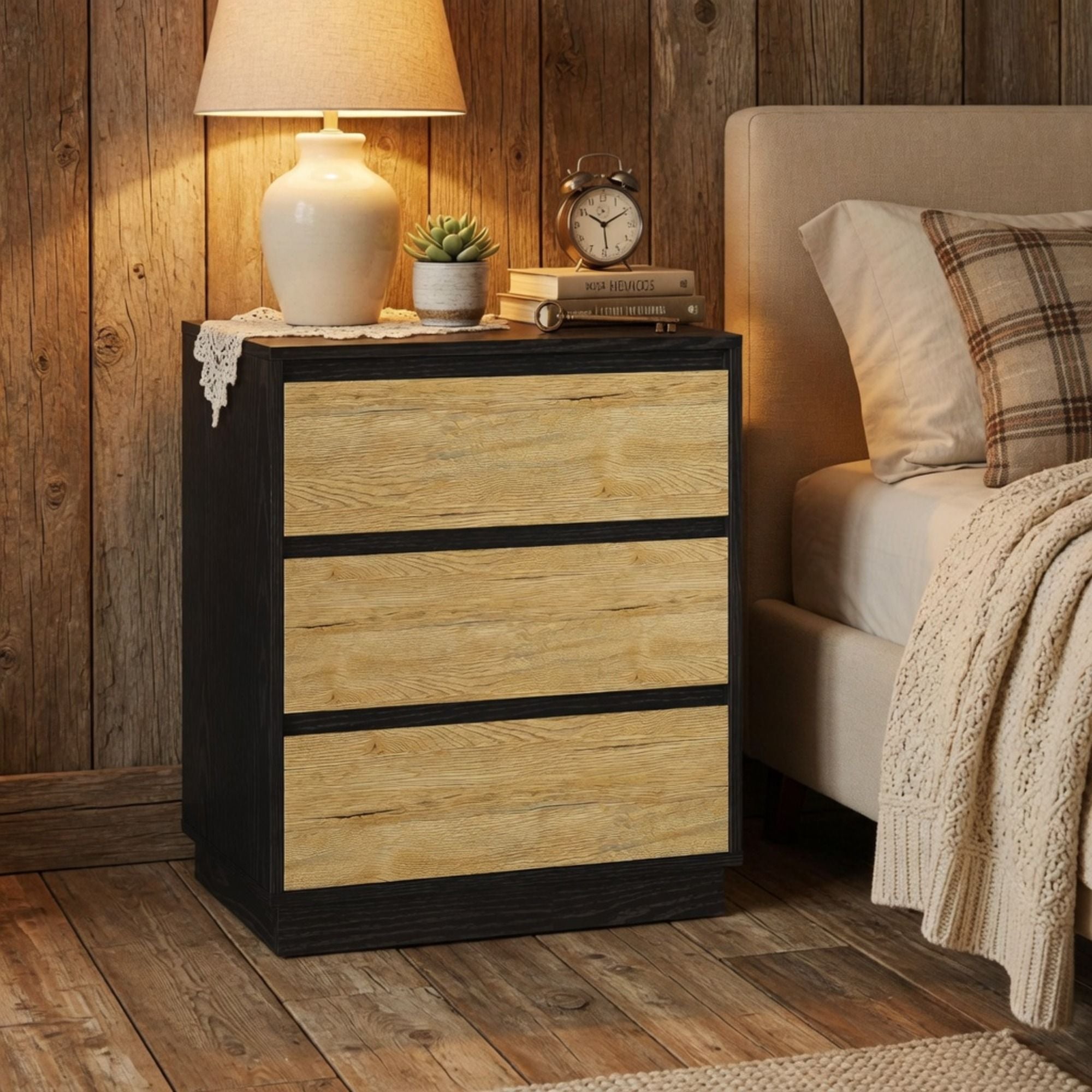 3 Drawer Nightstand, Bedroom Side Table