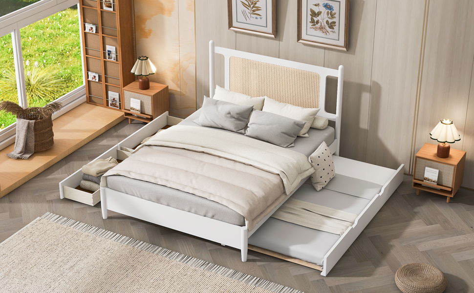 Platform Bed With 2 Big Drawers & Trundle