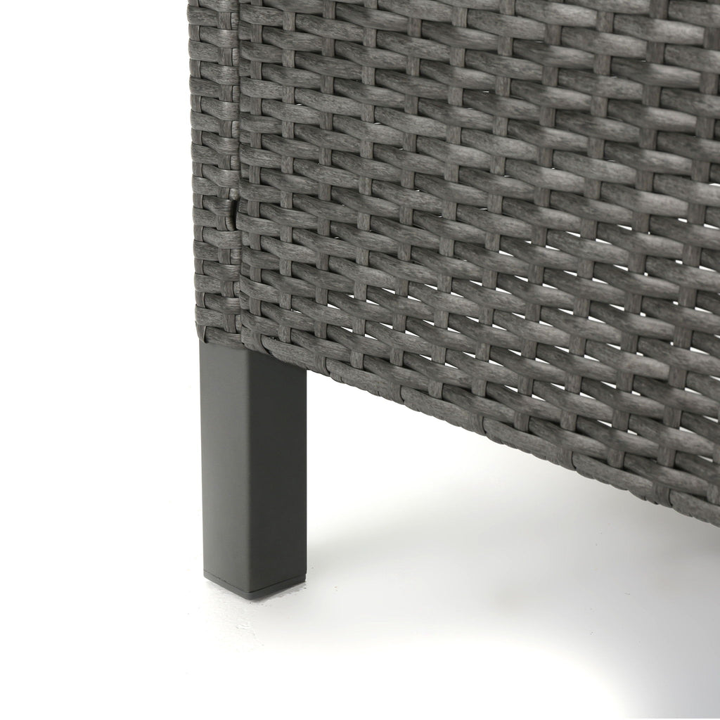Outdoor Rattan Dining Chair With Straight Legs And Sloped Arms