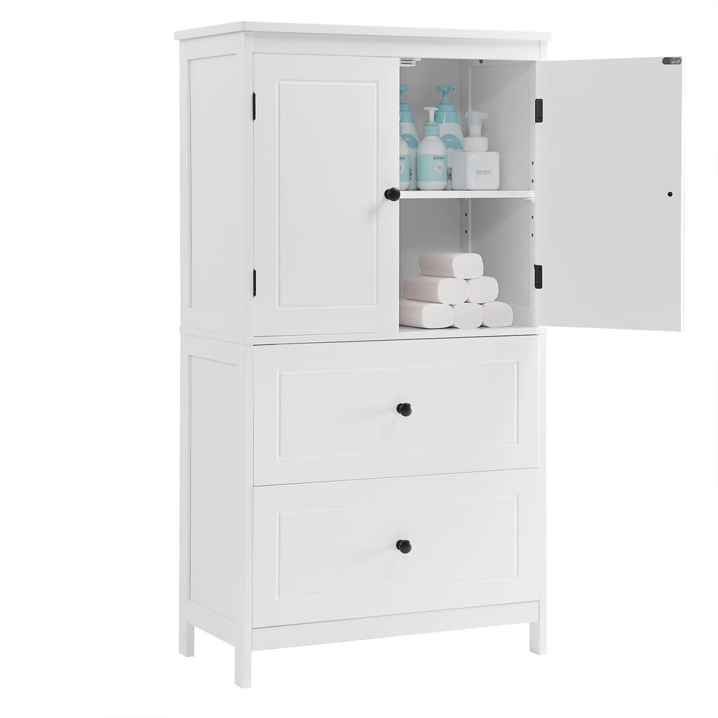Bathroom Storage Cabinet With 2 Doors And Drawers, Adjustable Shelf