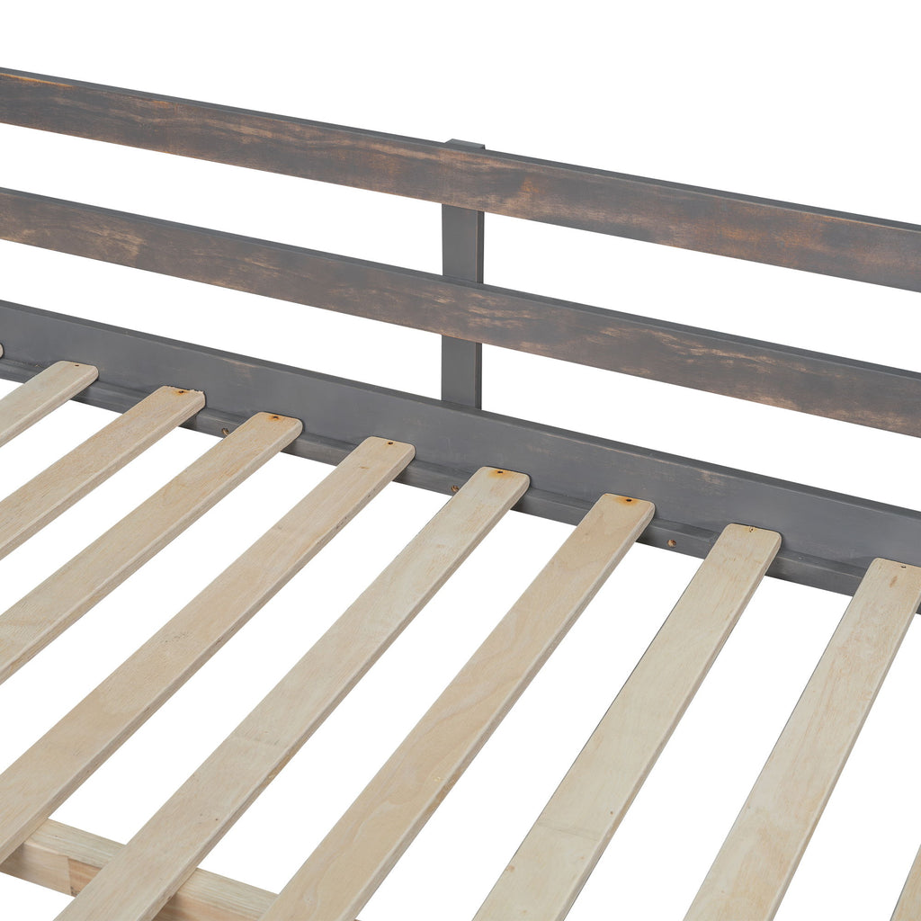Loft Bed With U Shaped Desk, Drawers, And Storage Shelves