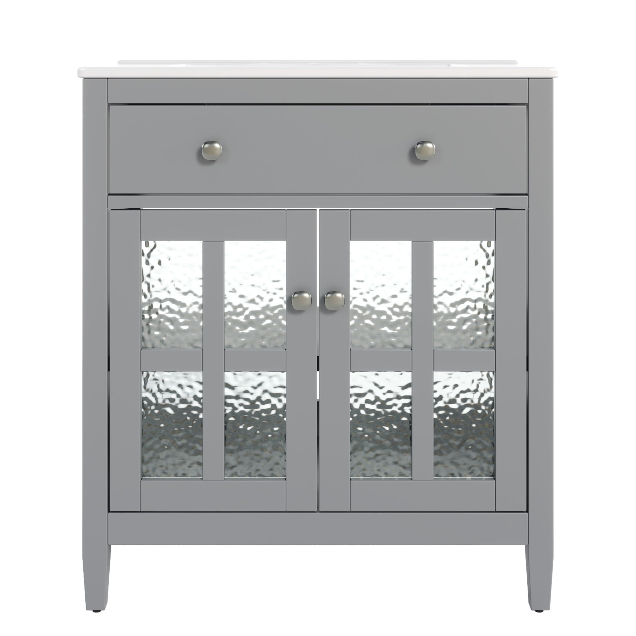 Bathroom Vanity With Ceramic Sink, Adjustable Shelf & Tip Out Tray