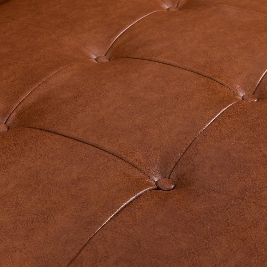 Adelaide - Mid Century Modern Tufted Sofa With Rolled Accent Pillows - Light Brown