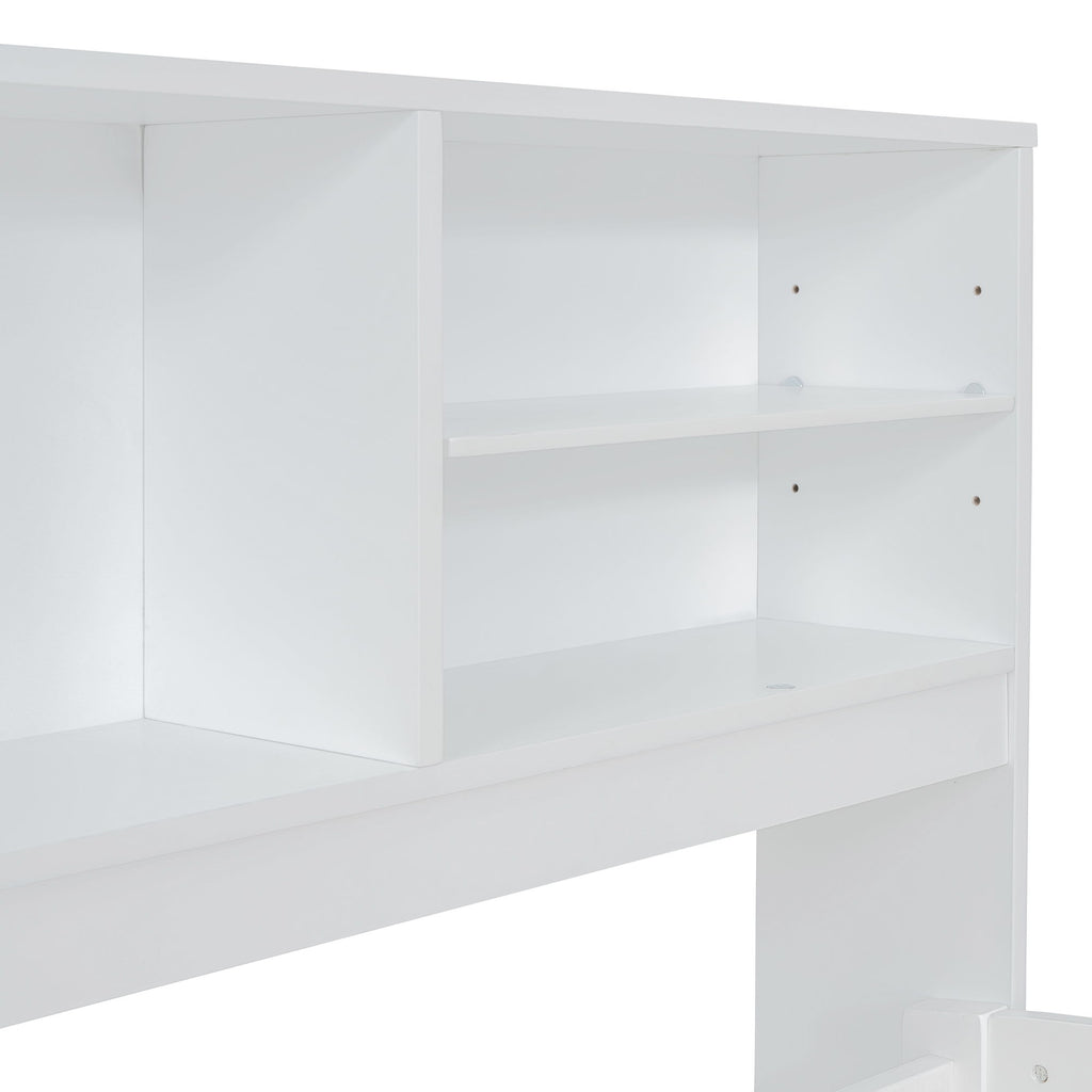 Daybed With 2 Bedside Cabinets, Upper Shelves And 4 Drawers