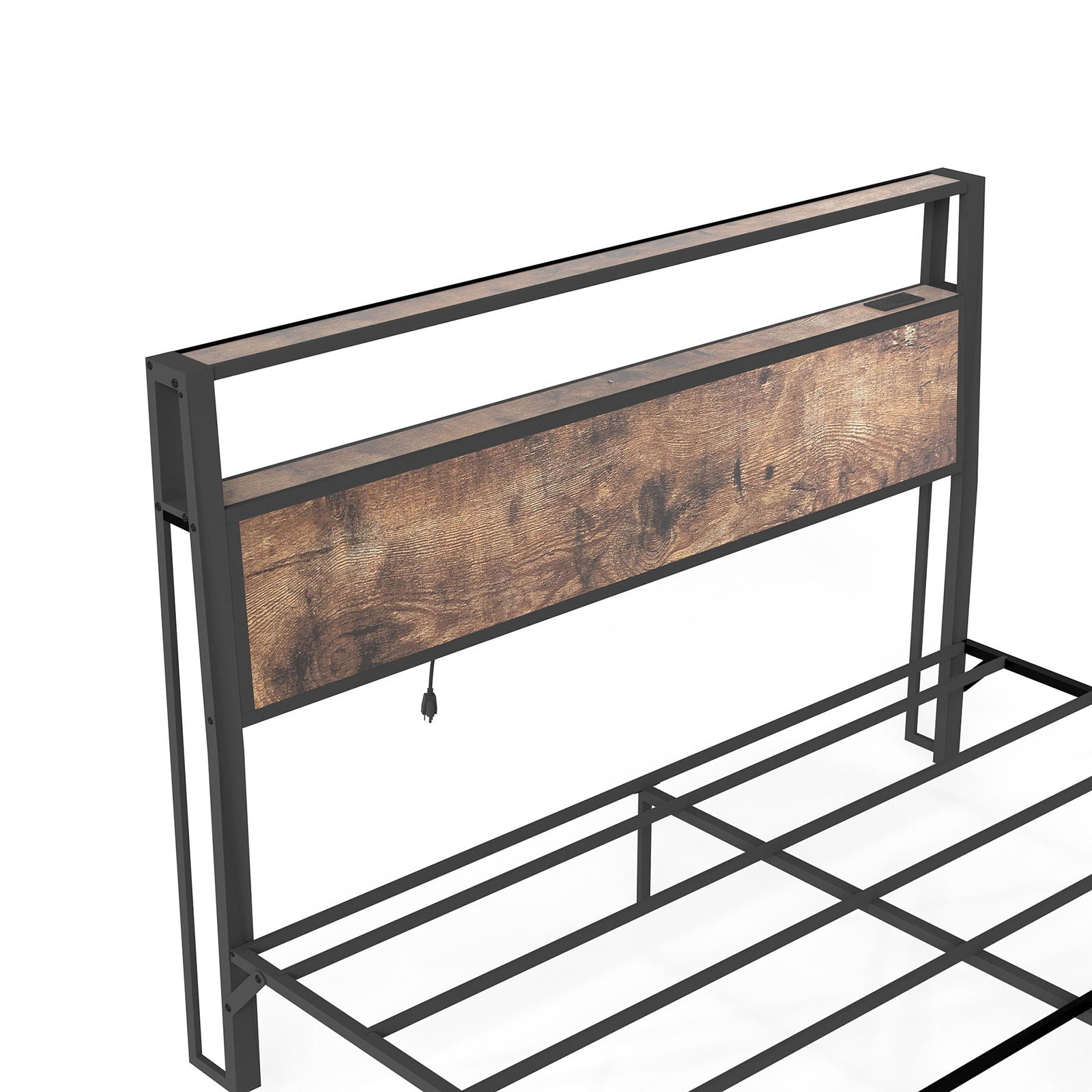 Bed Frame With Headboard, LED Lights & Charging Station