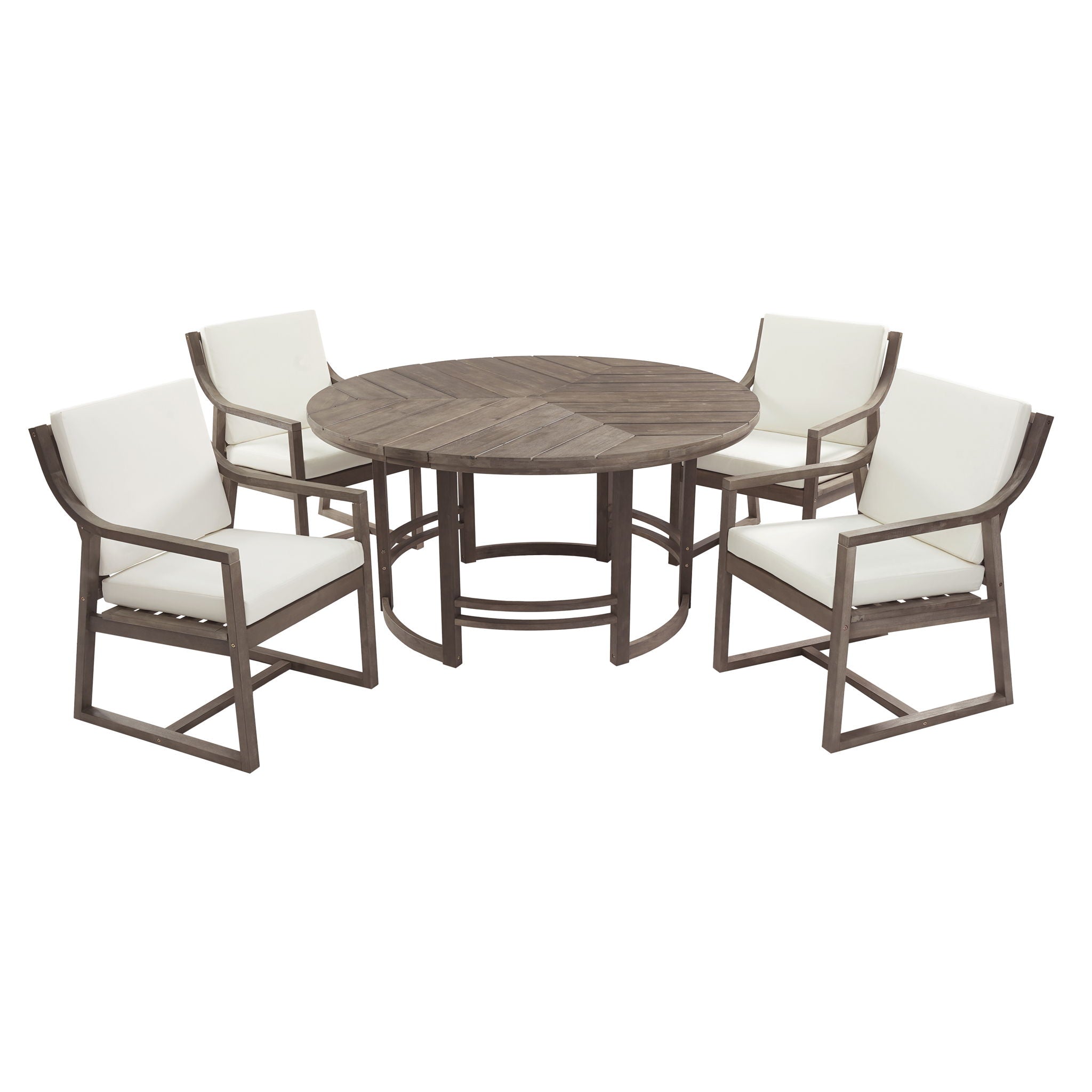 5 Piece Outdoor Dining Set, Patio Table And Chairs With Umbrella Hole