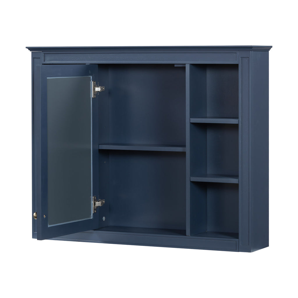 Wall Mounted Medicine Cabinet With Mirror, Storage Cabinet Featuring 6 Open Shelves And Adjustable Interior