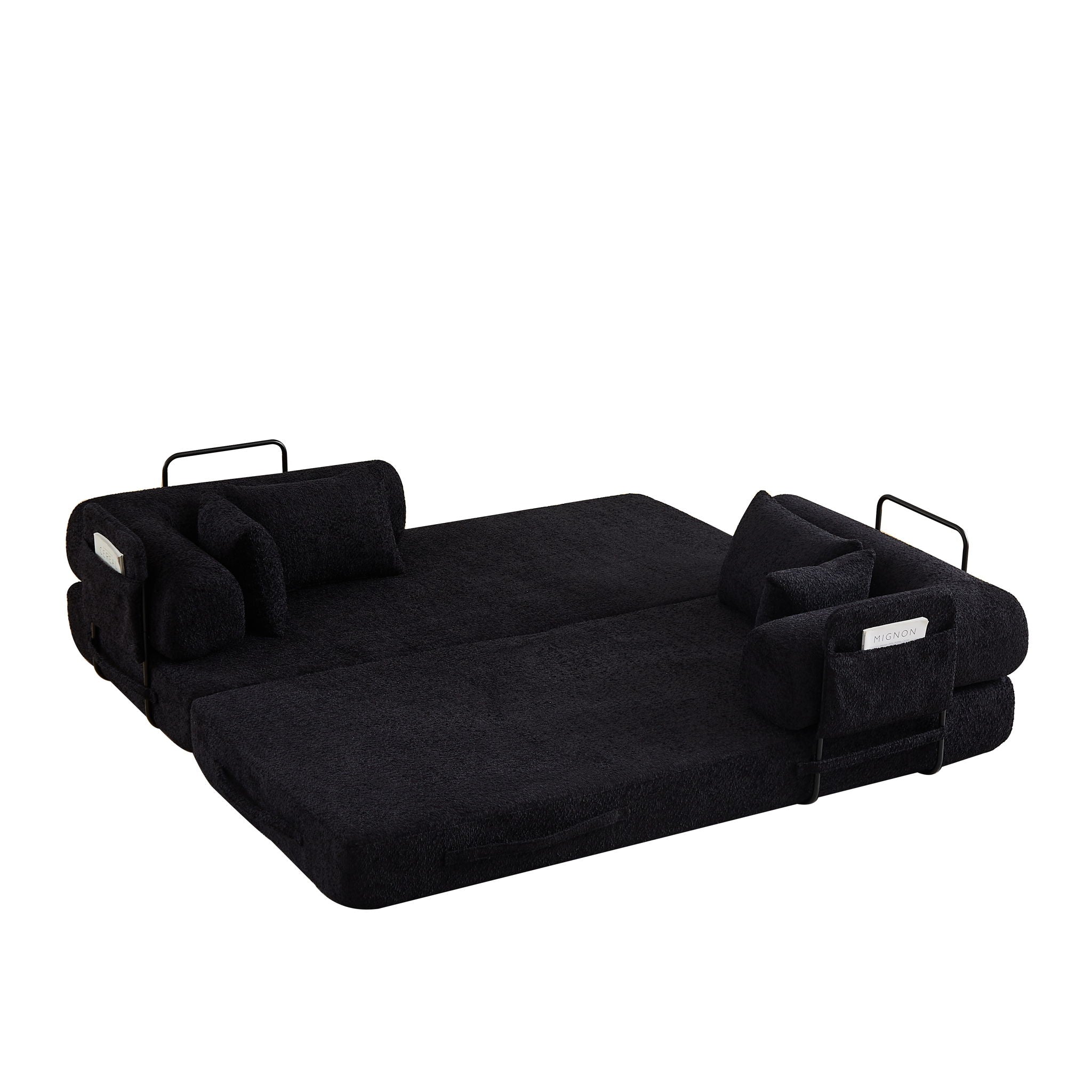 Convertible Sleeper Sofa Bed With Cylindrical Pillow