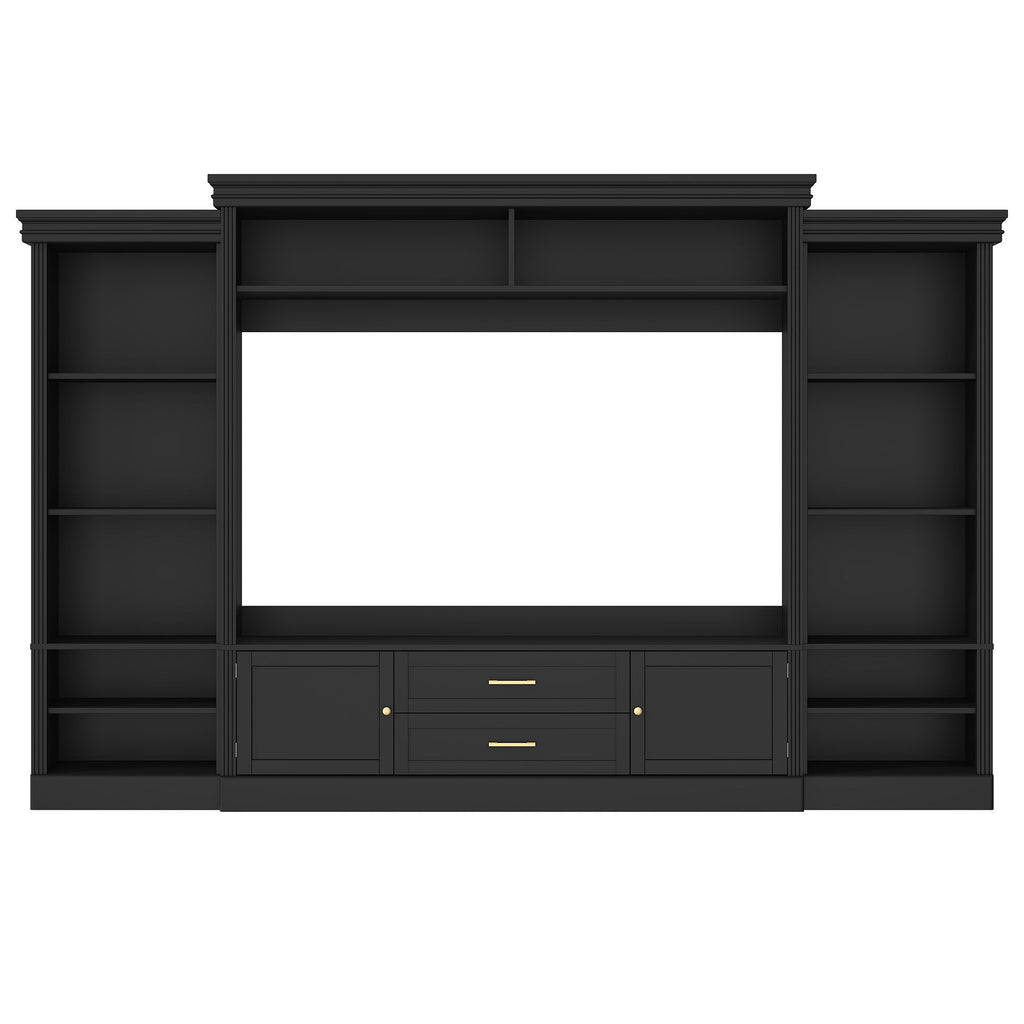 Elegant Entertainment Center Wall Unit With Bookshelves