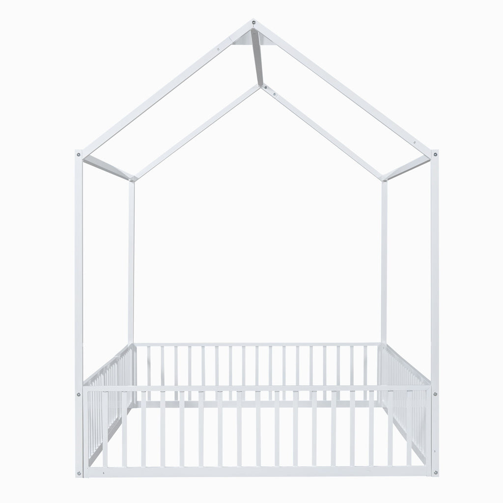 Metal House Bed With Fence And Door