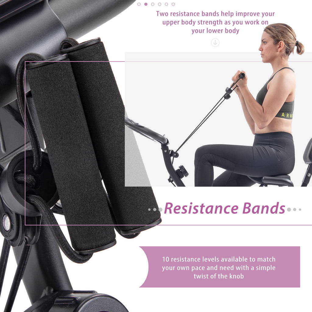 Exercise Bike Folding Stationary Bikes For Home With 16 Level Magnetic Resistance
