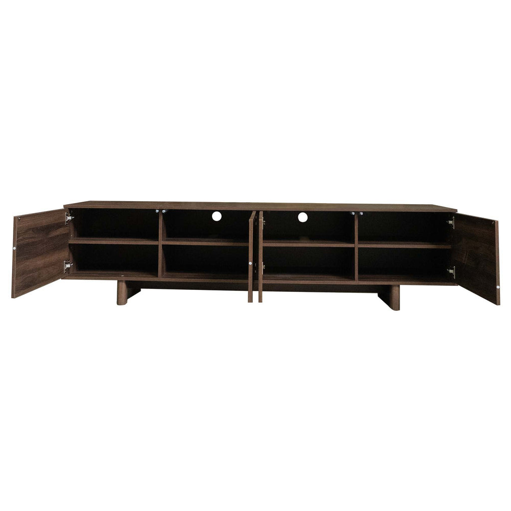 TV Stand For TVs Up To 85", Entertainment Center, Cable Management, Push Openers, Soft Closing Hinges & Adjustable Shelves - Dark Brown