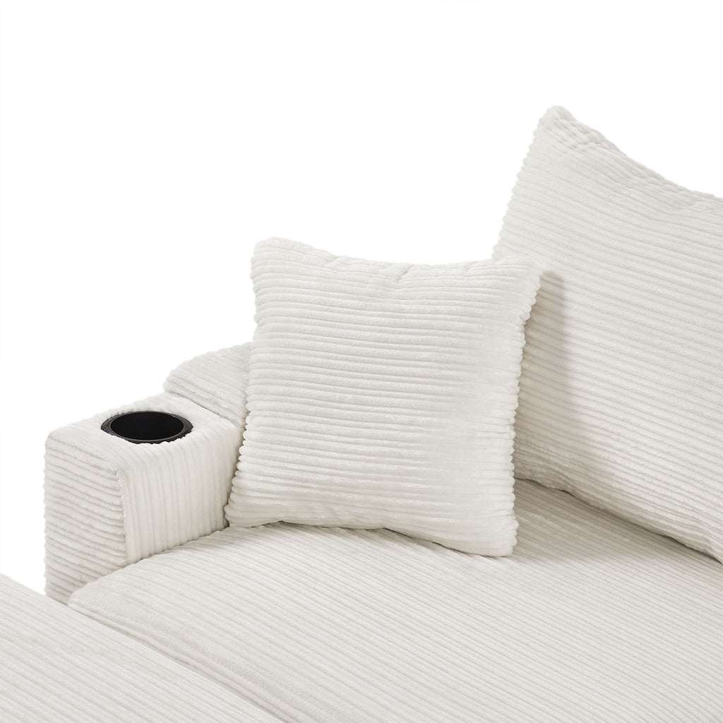 Modern Style Loveseat Sofa Sectional Sofa Couch With Storage Space, A Movable Ottoman, Two USB Ports, Two Cup Holders, A Phone Holder For Living Room