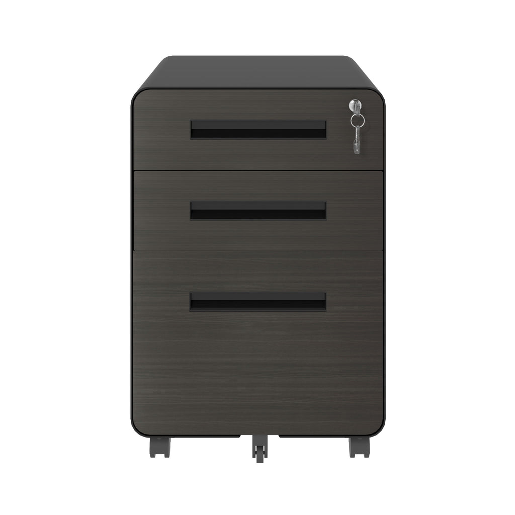3-Drawer Mobile File Cabinet With Lock, On Casters, Holds A4/Letter Files