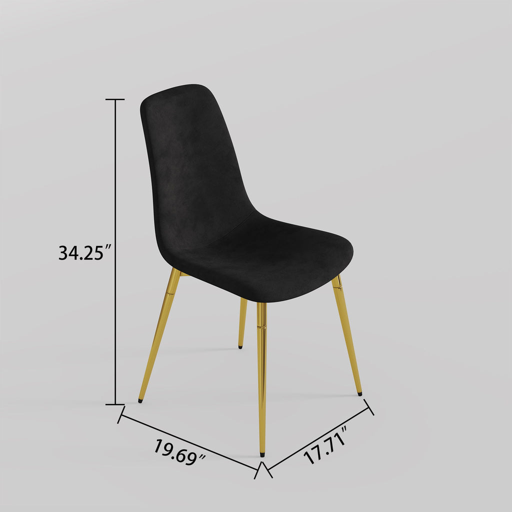 Fabric Dining Chairs, Upholstered Armless Accent Chairs, Classical Appearance And Metal Legs (Set of 4)