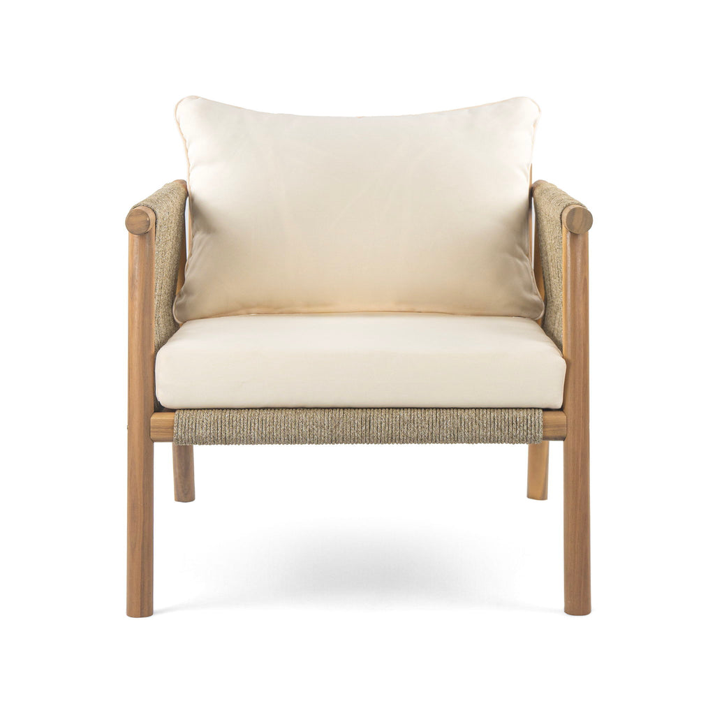 Modern Outdoor Woven Lounge Chair With Solid Frame And Cushions