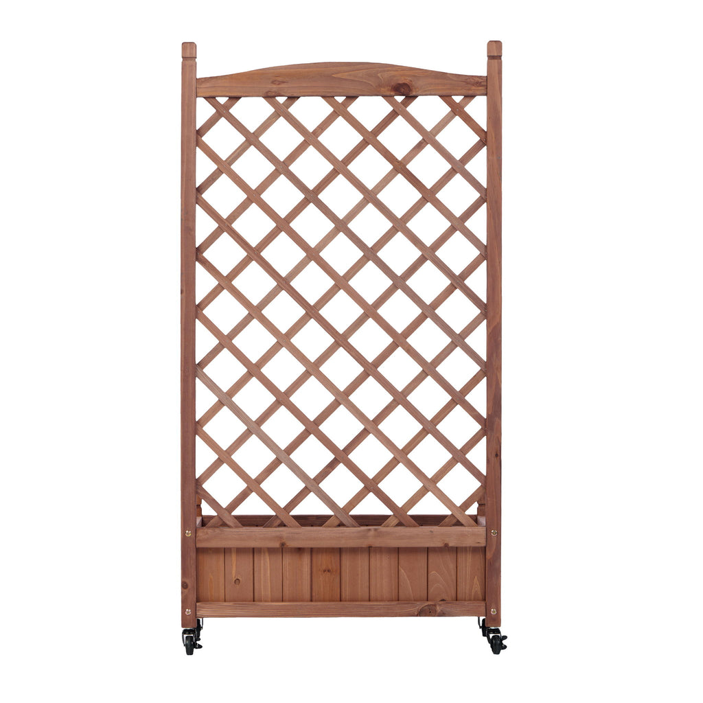 Raised Garden Bed With Trellis 2 Pack, Outdoor Planter Box & Plant Stand With Climbing Racks - Brown