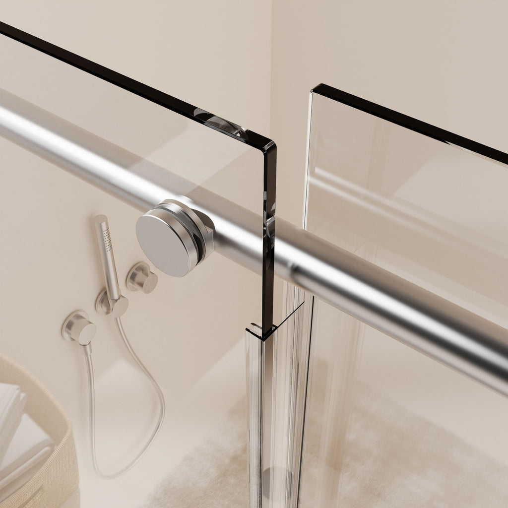 Frameless Single Sliding Soft Close Shower Doors, 5/16" Sgcc Tempered Glass