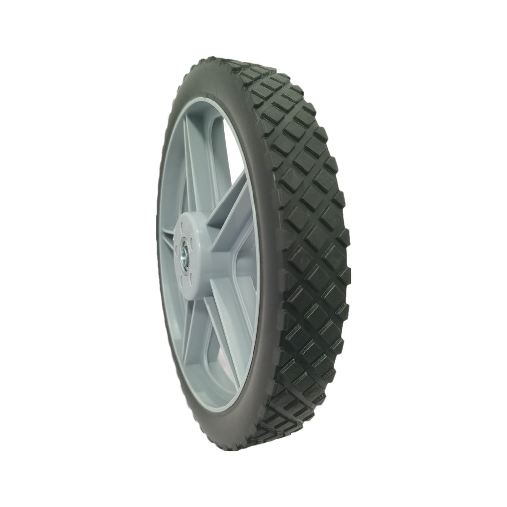 Universal 12" Spoked Plastic Wheel And Tire For Lawn Mowers & Trolley Carts, 10 Pack - Black