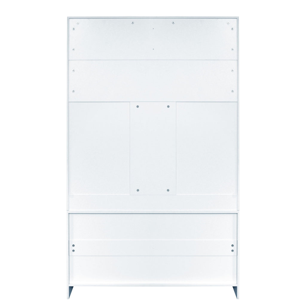Entryway Bench With Coat Rack, 3 In 1 Design And Adjustable Shelves