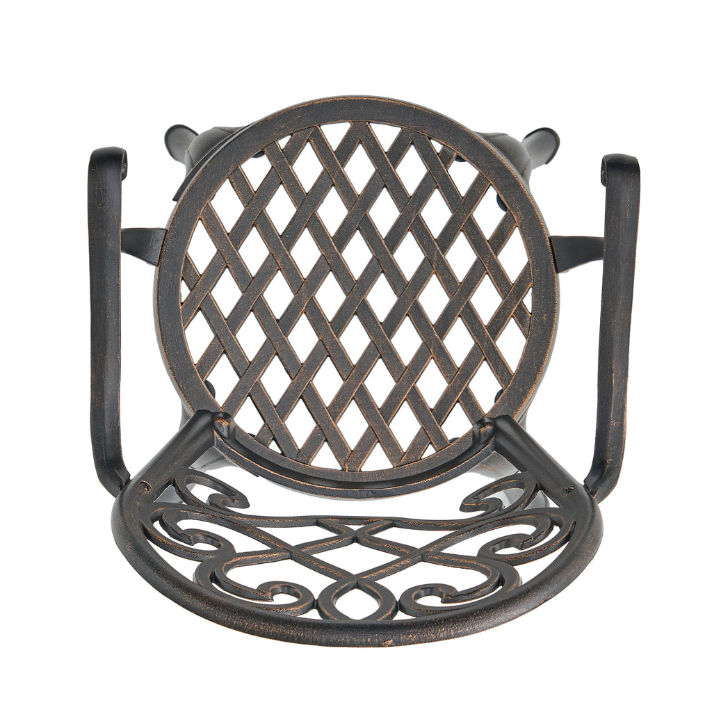 3 Piece Outdoor Aluminium Cast Bistro Set With Ice Bucket - Copper