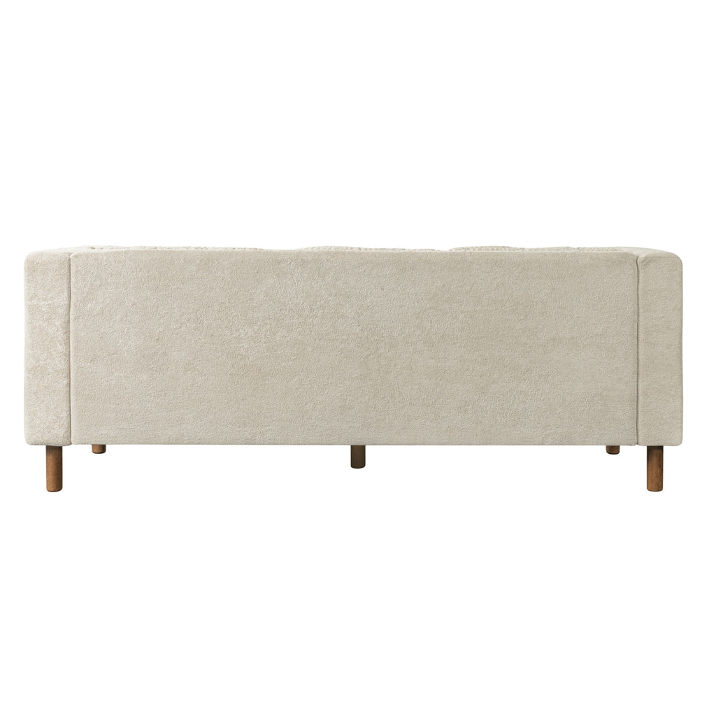 3 Seater Sofa With Square Arms, Tufted Pillow Back For Living Room