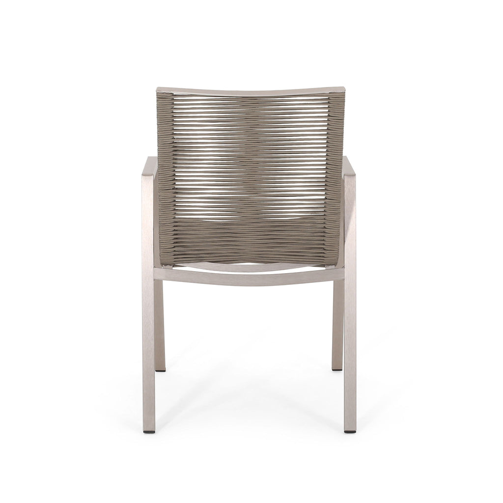Outdoor Modern Aluminum Dining Chair Set With Rope Sea (Set of 2)