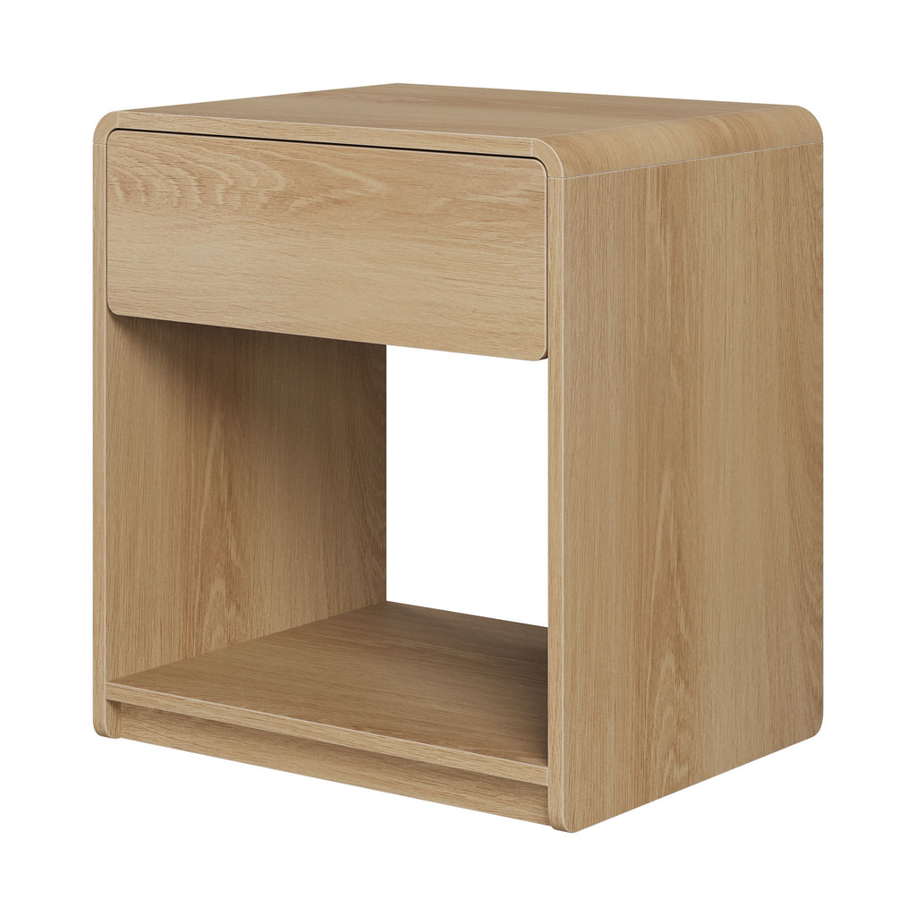 Bedside Table With Storage Drawers And Open Shelves (Set of 2) - Oak