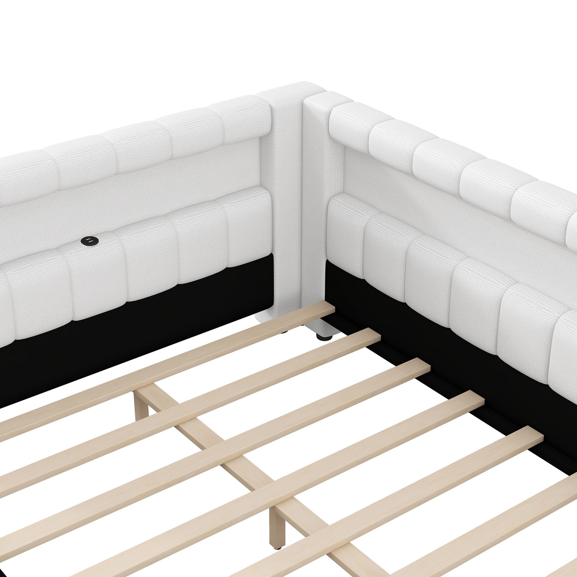 Upholstered Platform Bed With LED Belt And USB Ports