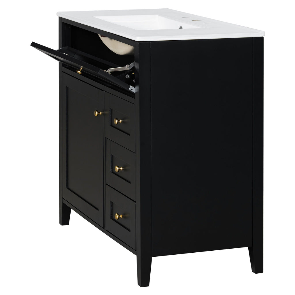 Bathroom Vanity With Sink, Cabinet With 3 Drawers And Adjustable Shelf