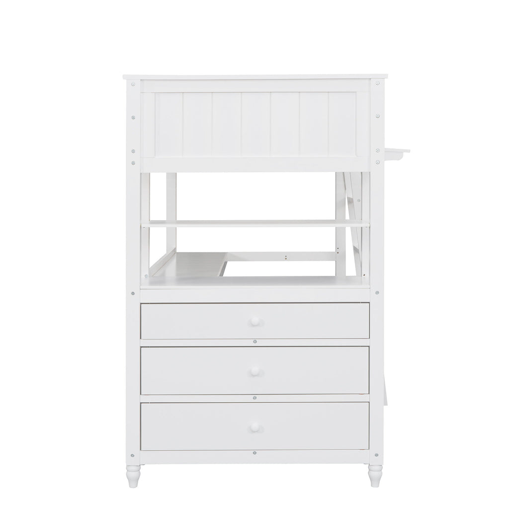 Loft Bed With Drawers With Desk And Shelves