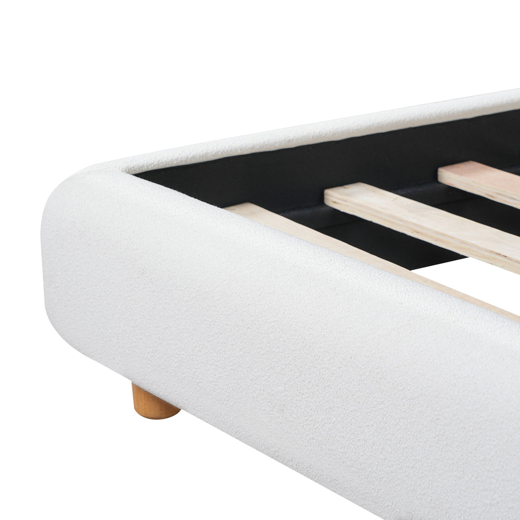 Modern Upholstered Bed Frame With Wingback Headboard