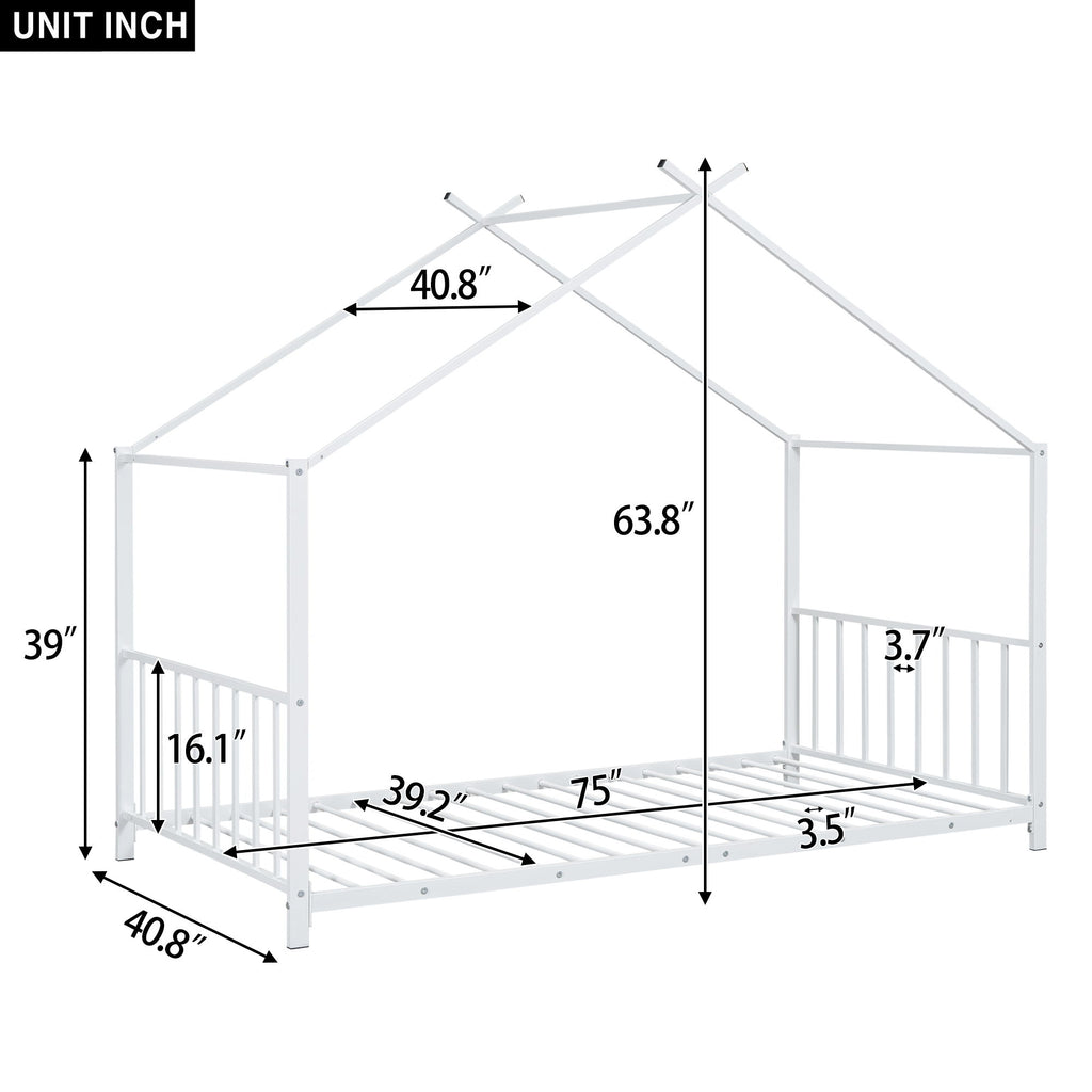 Metal House Platform Bed With Modern Design And Durable Frame