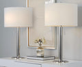 Master - 29" Contemporary Table Lamp (Set of 2) - Polished Nickel / White