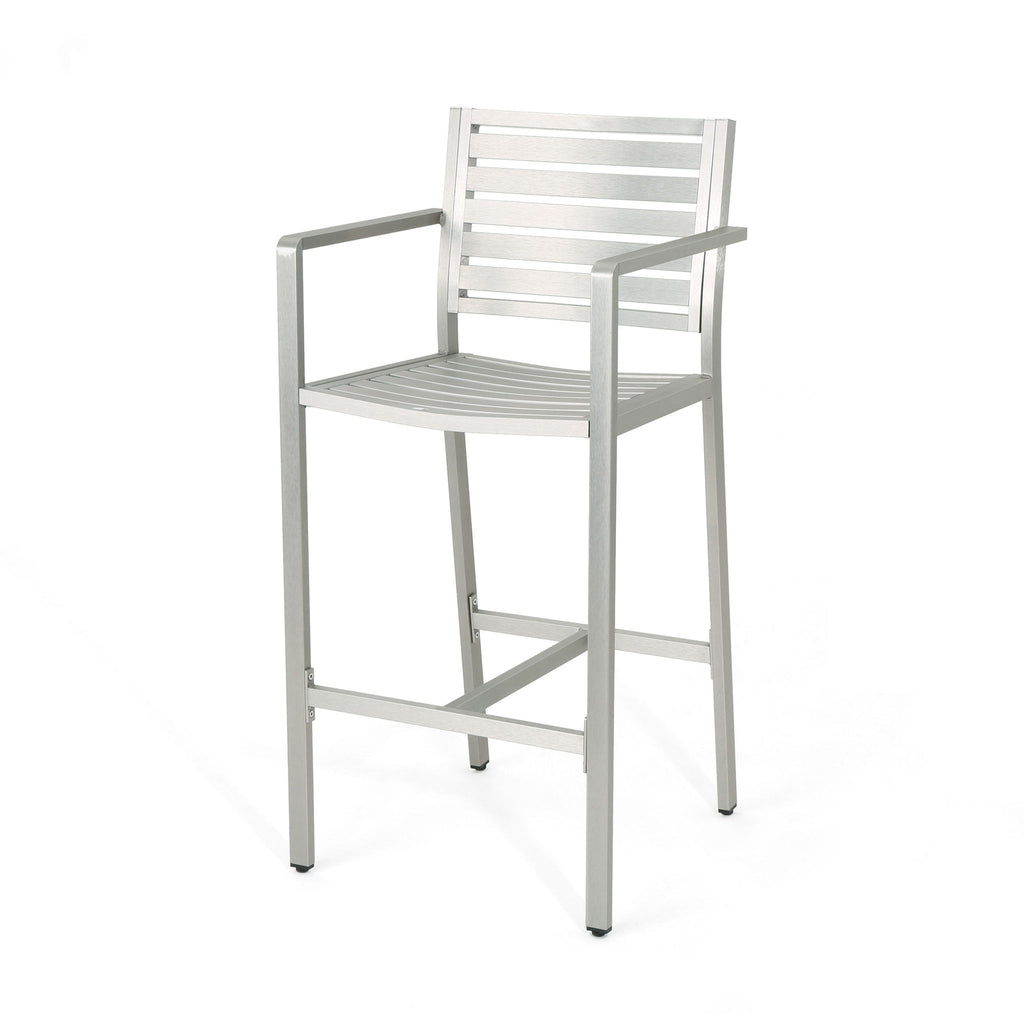 Outdoor Aluminum Rust Proof Barstools (Set of 2) - Silver