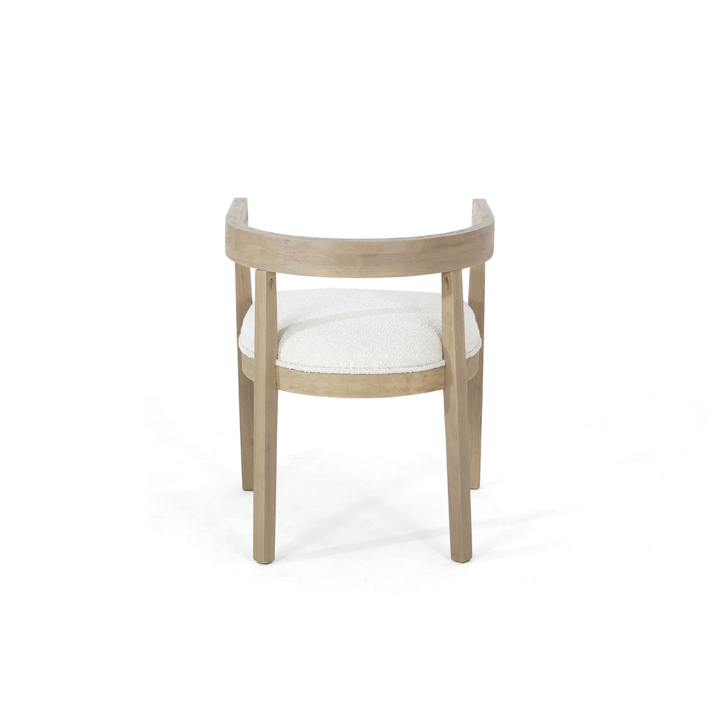 Modern Mid Century Dining Arm Chair Set With Upholstered Frame - Natural