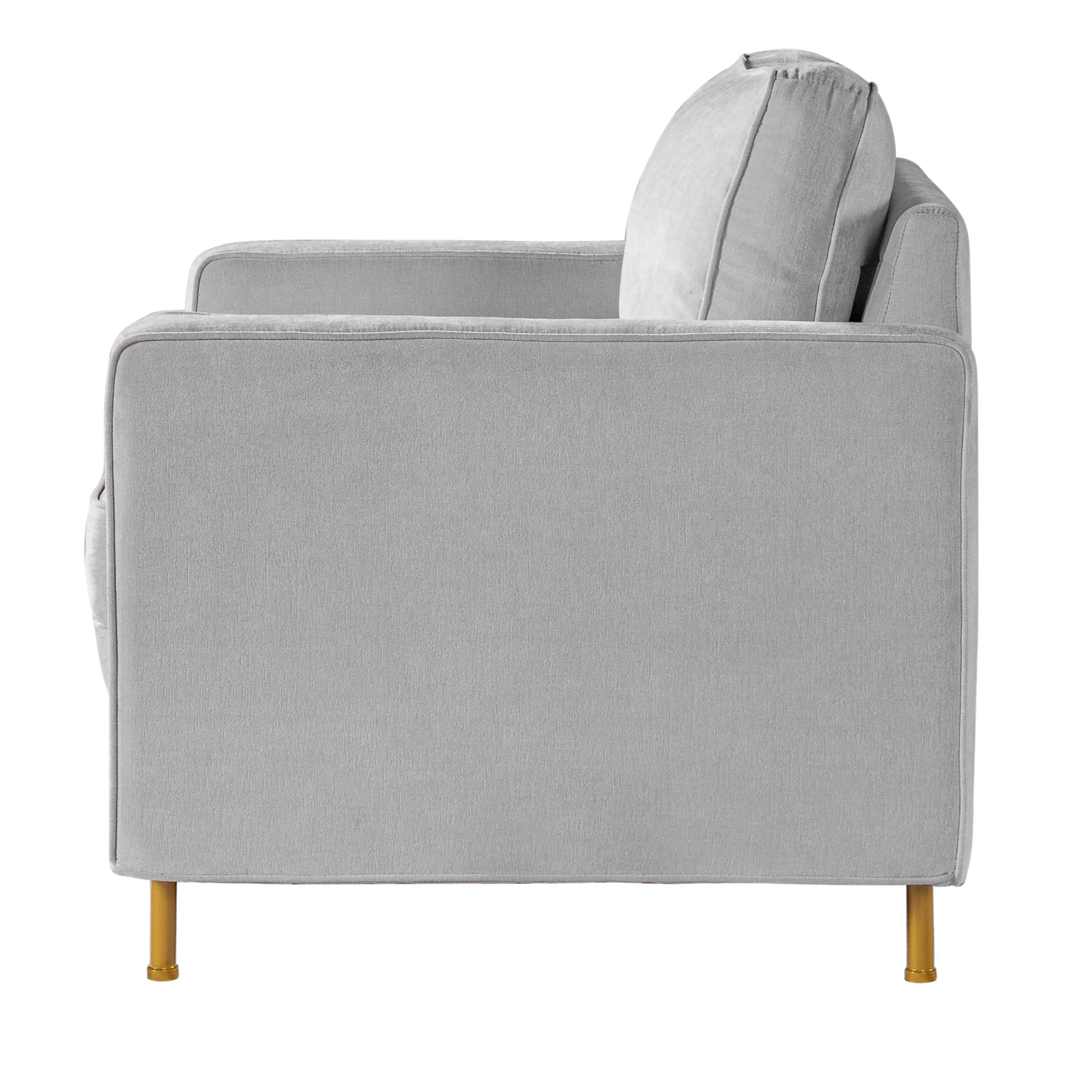 Accent Chair Upholstered Single Sofa With Square Arms, Sewn Pillow Back For Living Room